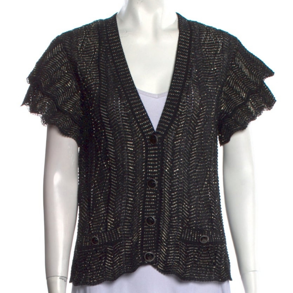 CHANEL 2018P Frill Sleeve Cardigan Sweater